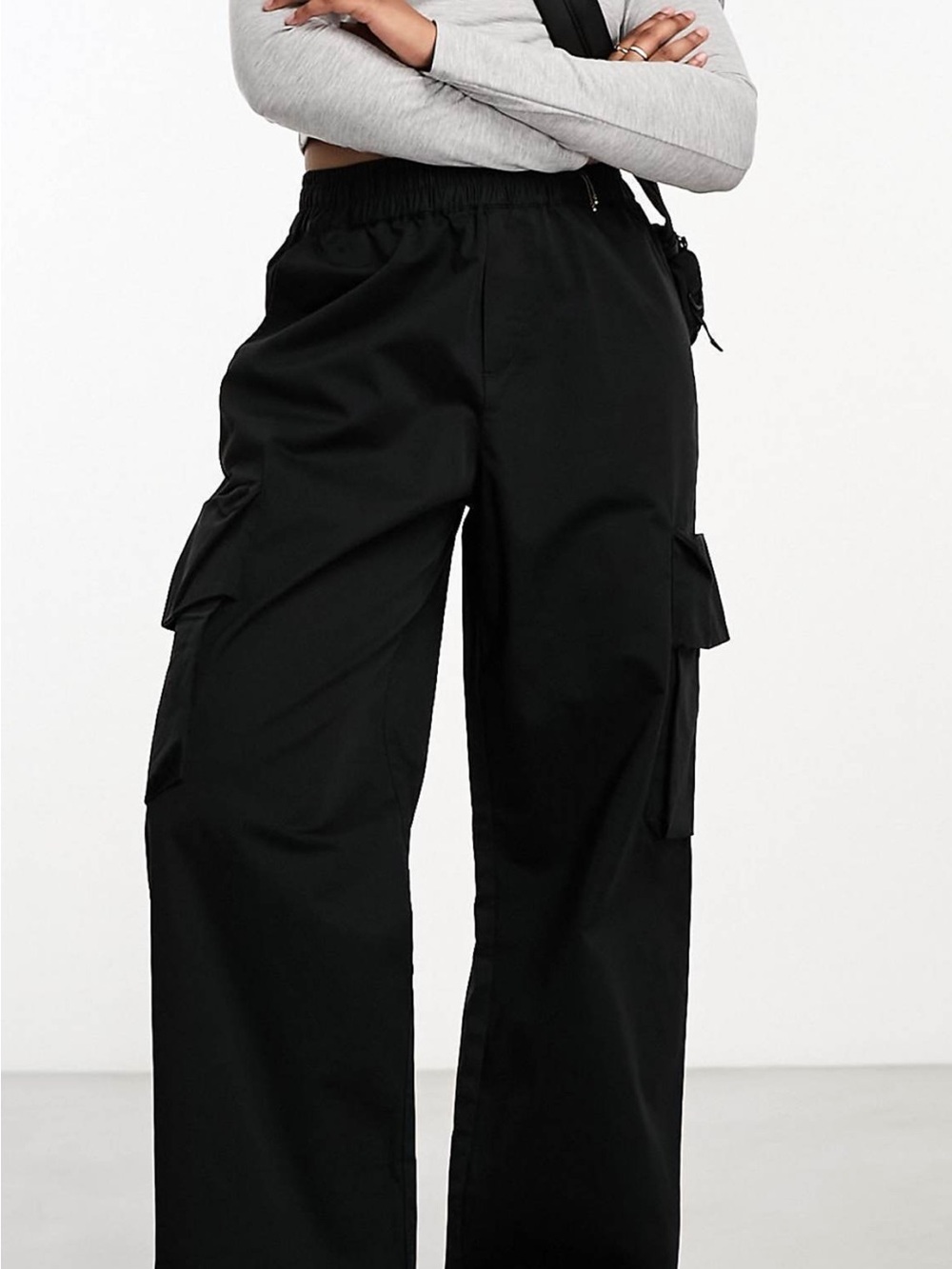 ASOS Black Wide Leg Cargo Pants